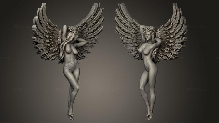 Статуэтки девушки (Обнаженная с крыльями, STKGL_0042) 3D модель для ЧПУ станка